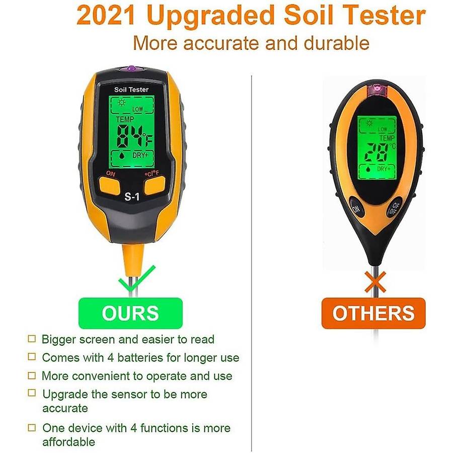 Soil Ph Meter, Digital Plant Moisture Meter with Ph/temperature/light