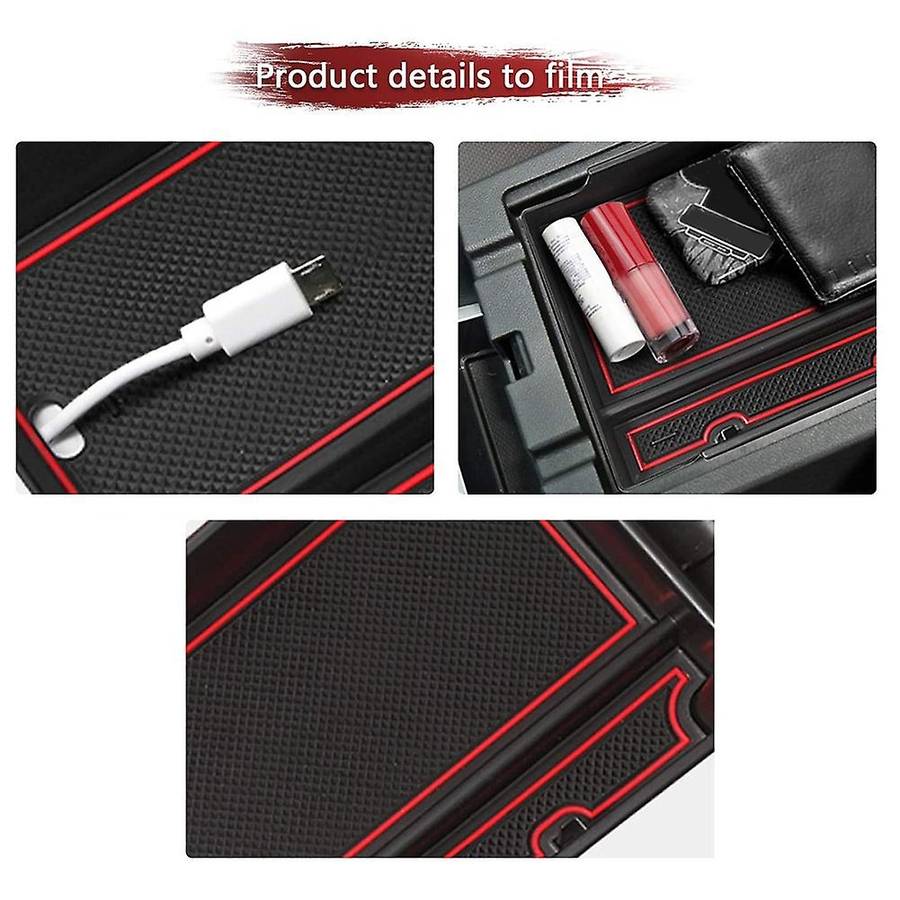 Car Armrest Storage Box Holder for Chevrolet Blazer 2019+ Red