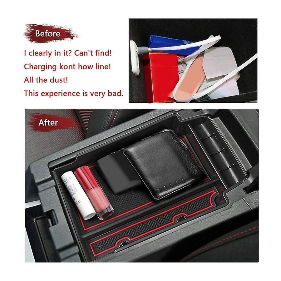 Car Armrest Storage Box Holder for Chevrolet Blazer 2019+ Red