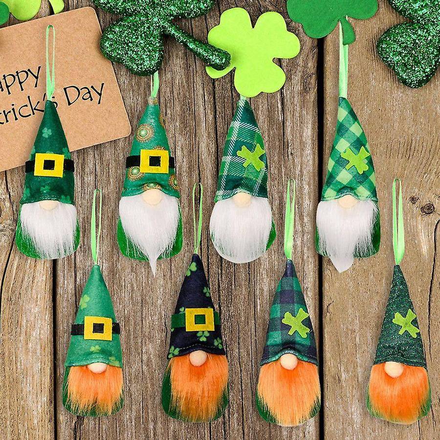 8pcs St Patricks Day Decorations for Home - Funny Gnome Plush Design