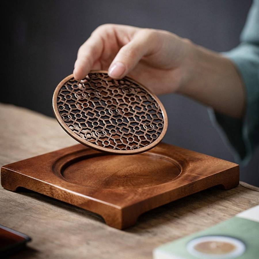 Walnut Teapot Mat Pot Holder Coaster Teapot Holder Accessories-a