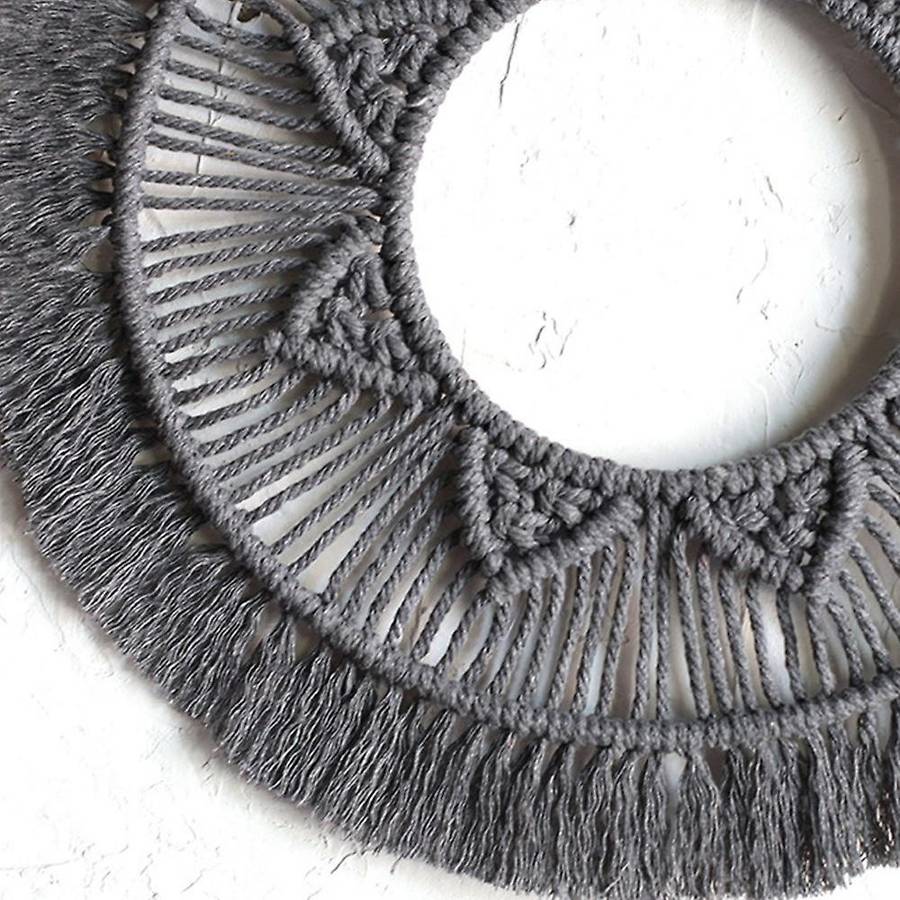 Ins Macrame Mirror Decoration Dark Style Home Decoration (black)