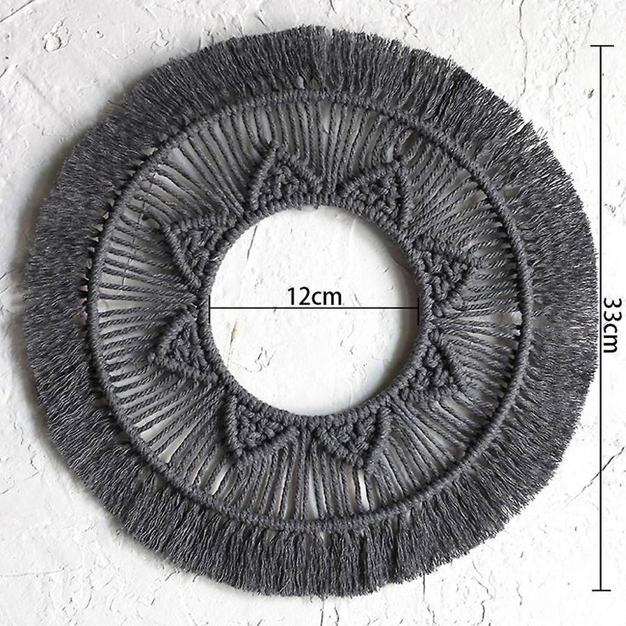 Ins Macrame Mirror Decoration Dark Style Home Decoration (black)