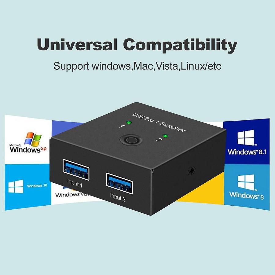2 In 1 Out Usb Switcher for 2 Computers Share 1 Usb Devices Printer