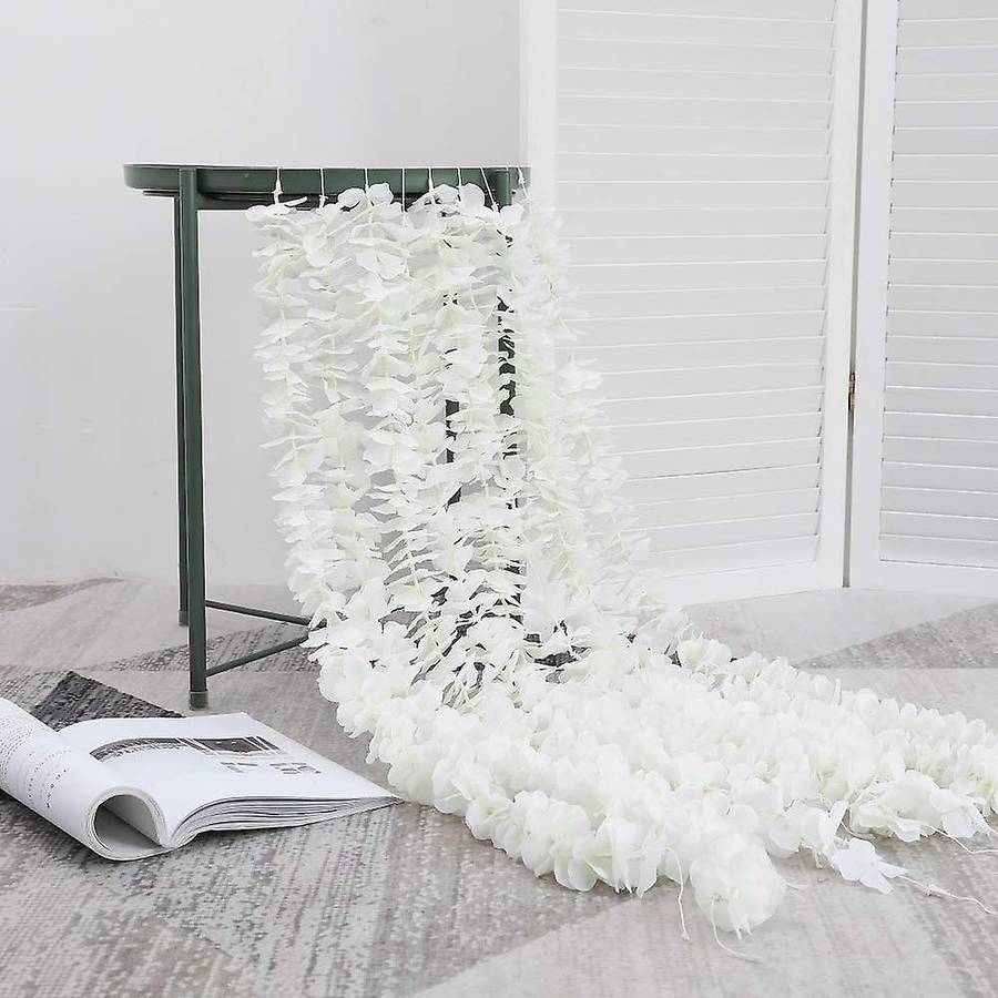 Artificial Silk Wisteria Vine Hanging Flowers Arch Decor,10 Pcs White