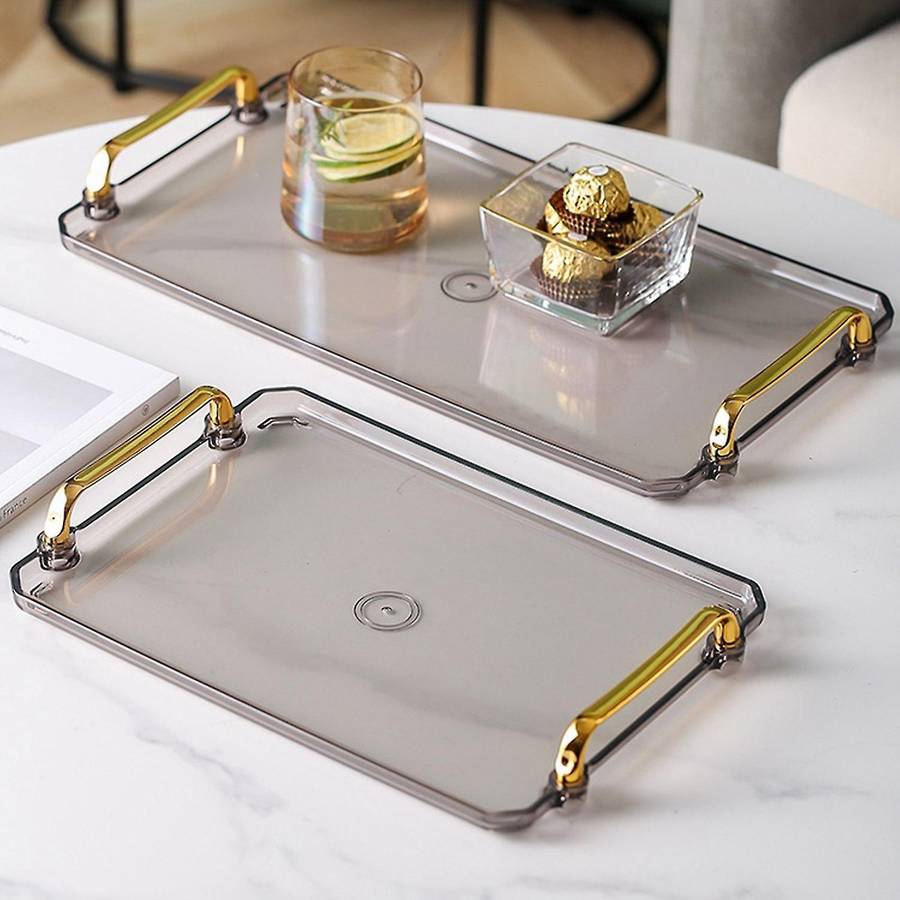 Golden Handle Nordic Pallet Rectangle Tea Set Supplies Serving Tray F