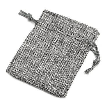 10PCS Grey Burlap Bags Jute Hessian Drawstring Sack Small Wedding Favor Gift