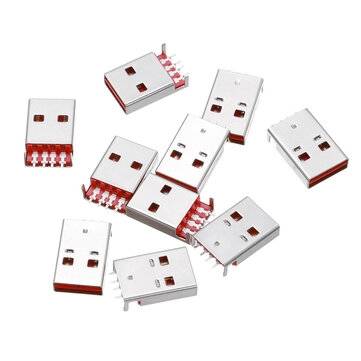 10PCS Positive And Negative Plug USB 4p Board End Male Sink Board SMT Double-Sided Plug Two Straight