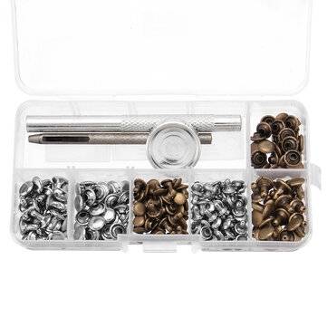 120 Sets Double Cap Rivet Metal Fixing Stud Repair Tools Kit for Leather Belt