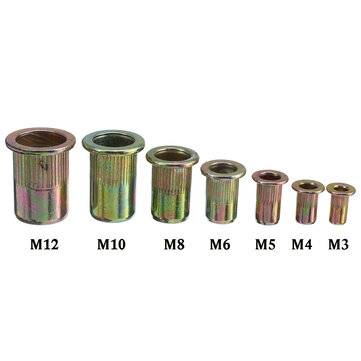 128Pcs Rivnut Rivet Nut Kit Round Head M3 M4 M5 M6 M8 M10 M12 Kit Set ABS Case
