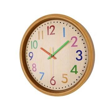 12inch Nordic Creative Wood Grain Colorful Silent Quartz Hanging Wall Clock for Living Room Home Dec