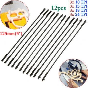12pcs 5 Inch 125mm Pinned Scroll Saw Blade Wood Working Power Tool Accessories