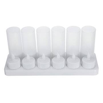 12PCS Flameless LED Candle Light Rechargeable Flickering Tea Lamp for Birthday Party US Plug AC110V