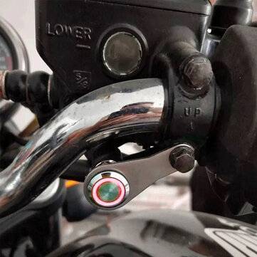 12V 10A Kill Start Motorcycle Button Switch Headlight Stainless Steel Red LED ON OFF Handlebar Adjus