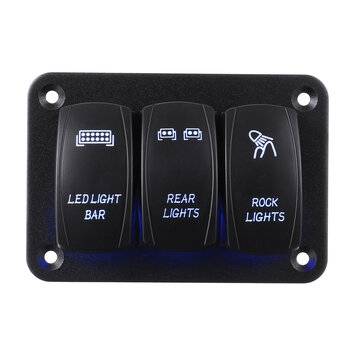 12V 24V 3 Gang Rocker Switch Panel LED Light For Car Marine Boat RV Waterproof