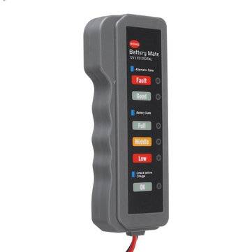 12V Car Battery Tester Digital Alternator Detector Mate Car Lighter Plug Diagnostic Tool with 6 LED