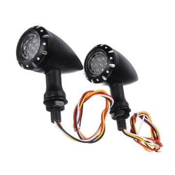 12V LED Turn Signals Brake Lights Indicator For Harley Chopper Motorcycle Black