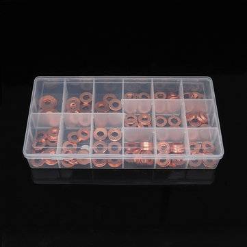 150pcs Copper Diesel Injector Washer Seal Assortment Set Fuel Injector Seal Ring
