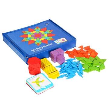 155 Tablets Shape Puzzle Toy Geometric Shapes Jigsaw Puzzle Toys Early Educational Intelligent Kit f