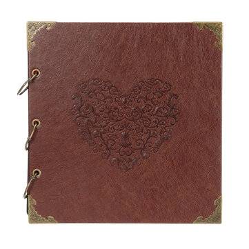 16`` PU Leather Scrapbook Photo Album Memory Books DIY Craft Ring Photo Frame with 3 Stickers Annive