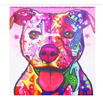 180 x 180CM Bathroom Shower Curtain Graffiti Dog Pattern Print Waterproof Polyester Shower Curtain