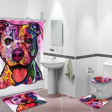 180 x 180CM Bathroom Shower Curtain Graffiti Dog Pattern Print Waterproof Polyester Shower Curtain