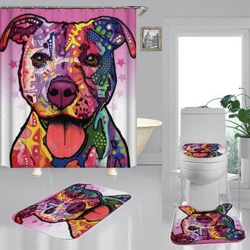 180 x 180CM Bathroom Shower Curtain Graffiti Dog Pattern Print Waterproof Polyester Shower Curtain