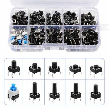 180PCS 10 Size Micro Push Button Tact Switch
