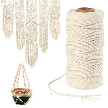 200mx2.5mm Natural Cotton Beige Cord Twisted Rope Handmade Craft Braided Wire