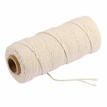 200mx2.5mm Natural Cotton Beige Cord Twisted Rope Handmade Craft Braided Wire
