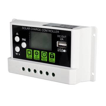20A 12V/24V LCD Display PWM Solar Panel Charging Controller Li-ion &  Lead Acid Battery Compatible U
