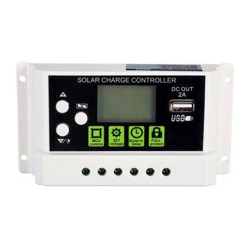 20A 12V/24V LCD Display PWM Solar Panel Charging Controller Li-ion &  Lead Acid Battery Compatible U