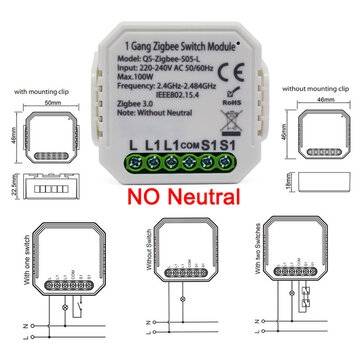 220-240V Tuya Smart Life ZB Dimming Switch Smart Home Modification Module without Neutral