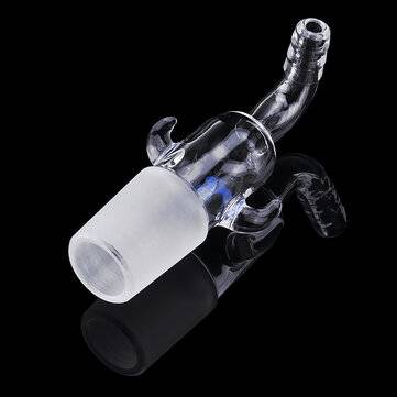 24/29 Glass Vacuum Adapter Air Exhaust Connector Right Angle Bend Two Sides Ears Ground Joint to Hos