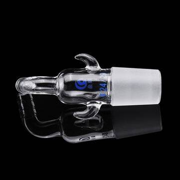 24/29 Glass Vacuum Adapter Air Exhaust Connector Right Angle Bend Two Sides Ears Ground Joint to Hos