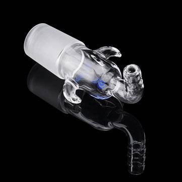 24/29 Glass Vacuum Adapter Air Exhaust Connector Right Angle Bend Two Sides Ears Ground Joint to Hos