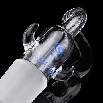24/29 Glass Vacuum Adapter Air Exhaust Connector Right Angle Bend Two Sides Ears Ground Joint to Hos