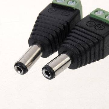2pcs 5.5 x 2.1mm DC Power Male Jack Plug Connector For CCTV Cameras
