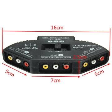3 Way Audio Video AV RCA Switch Box Composite Selector Splitter With FT Cables