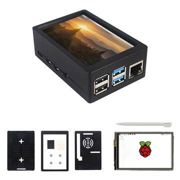 3.5inch TFT 480*320 50FPS Touch Screen Display ABS Case Kit for Raspberry Pi 4 Mo... (COLOR1: BLACK)
