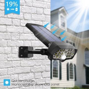 30W 16LED Solar Panel Street Light PIR Motion Sensor 360 Diming Outdoor Wall Lamp for Garden Road