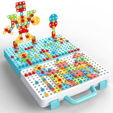 316PCS 3D Creative Electric Drill Set Drilling Screw Mosaic Puzzle Toys Christmas Gift