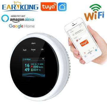 EARYKONG Wifi Natural Gas Sensor LCD Screen Household Smart Gas Alarm Detector Leakage Sensor Wifi T