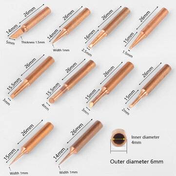 Handskit 15Pcs Pure Copper Solder Iron Tip 900M Tip for Soldering Rework Station Solder Tips