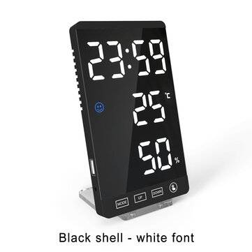 LED Digital Alarm Clock Snooze Mirror Alarm Clock with USB Charging... (COLOR: BLACKSHELL-WHITEFONT)
