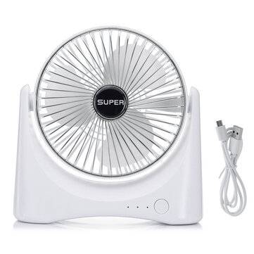 Mini USB Desktop Fan Rechargeable 3 Speed Portable Handheld Travel Home Office (COLOR: SILVER)