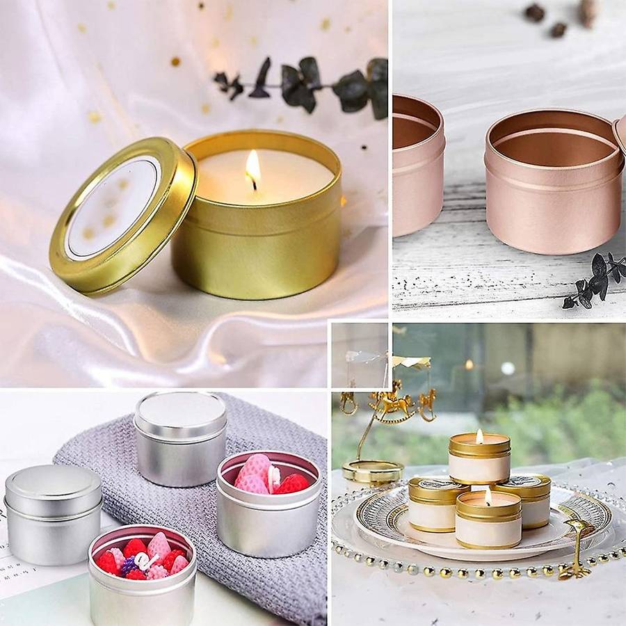 24 Pcs Candle Tins, 4 Oz Metal Candle Containers for Candle ,for Making Candles, Arts Crafts(Silver,