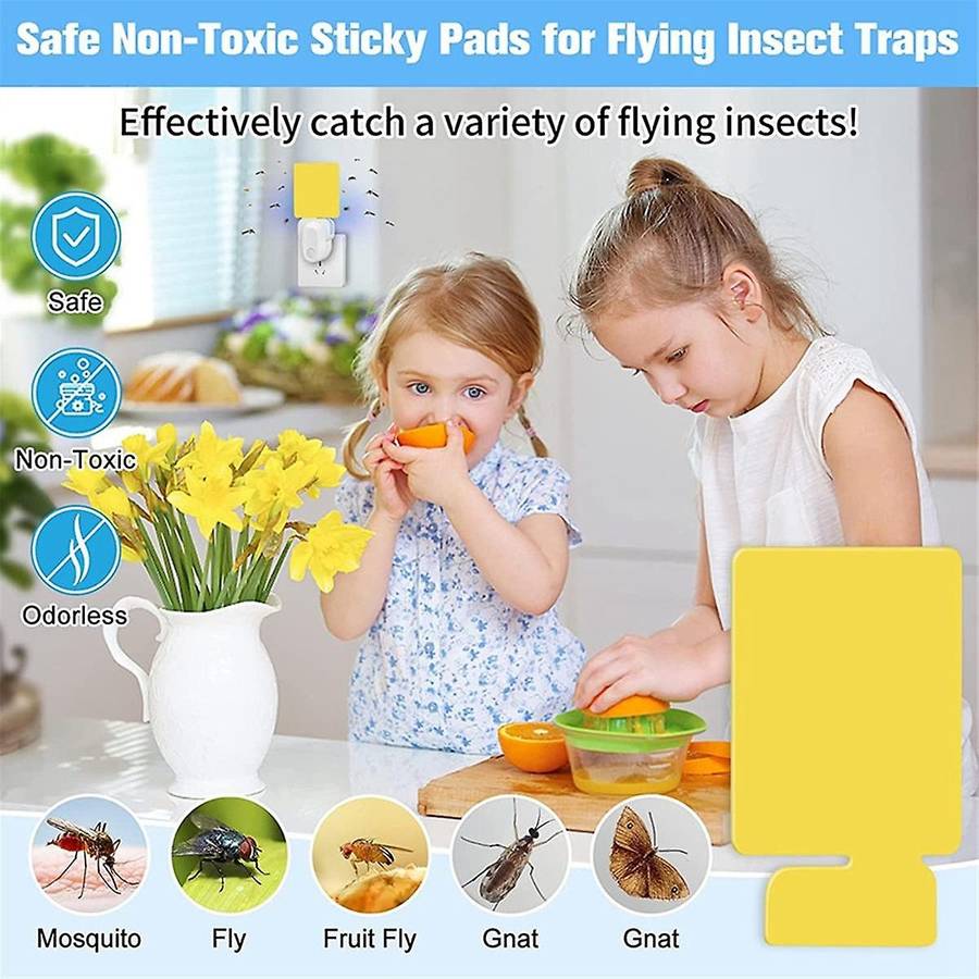 24pcs Indoor Plug-in Fly Trap Refill Glue Cards, Non- Flying Insect Catcher, Double-sided Sticky Tr