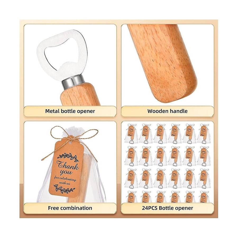 24pcs Wooden Handle Bartender Bottle Openers , Bar Or Restaurant Baby Shower - Beer Bottle Openers