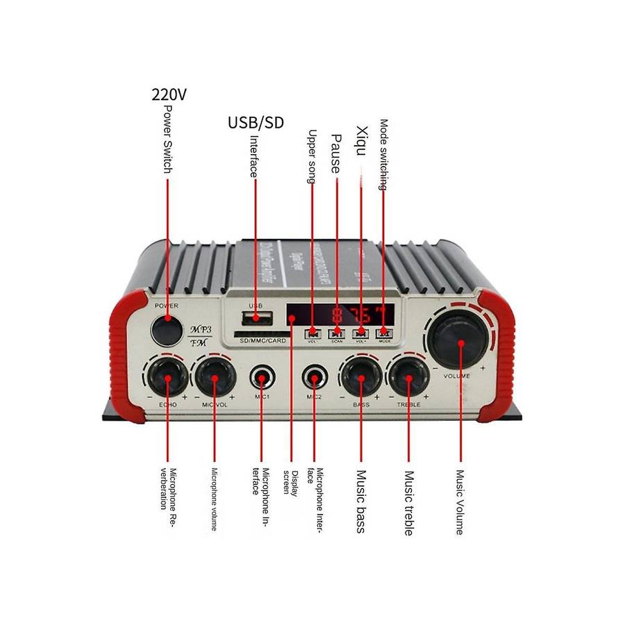 2-channel 80w High Power Car Bluetooth Audio Power Amplifier Stereo Digital Audio Receiver for Car